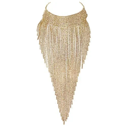 EVER FAITH Collana Donna, Cristallo Bib Statement Lunga Trasparente Oro Fondo Online ora