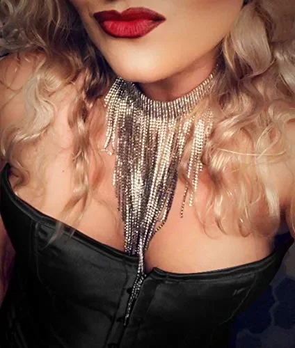 EVER FAITH Collana Donna, Cristallo Bib Statement Lunga Trasparente Oro Fondo Online ora - immagine 2