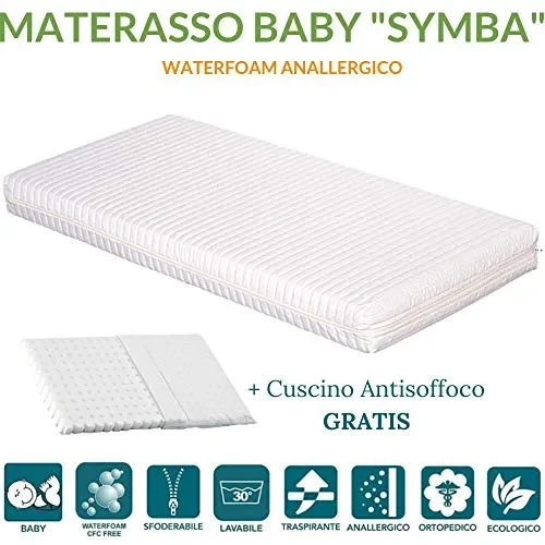 EVERGREENWEB Materasso Lettino o Culla 60×120 per Bambini 60 x 120 cm, Bianco