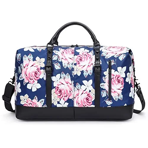 EverVanz Borsone da Viaggio a Tracolla in Poliestere e Finiture 8.rose / Blu