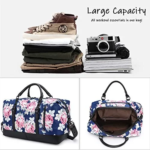 EverVanz Borsone da Viaggio a Tracolla in Poliestere e Finiture 8.rose / Blu - immagine 3