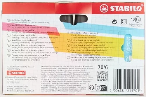 Evidenziatore – STABILO BOSS ORIGINAL – Astuccio da 6 – Colori assortiti - immagine 2