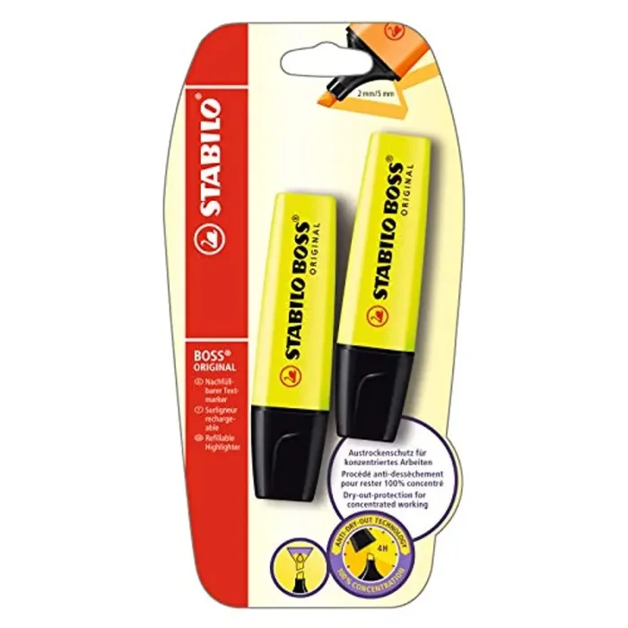 Evidenziatore – STABILO BOSS ORIGINAL – Pack da 2 – Giallo Vendita calda