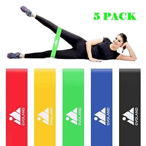 EVOLAND Elastici da Pilates Elastiche Fitness Set di 5 Banda Elastica 5 Pcs