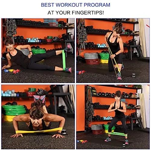 EVOLAND Elastici da Pilates Elastiche Fitness Set di 5 Banda Elastica 5 Pcs - immagine 3