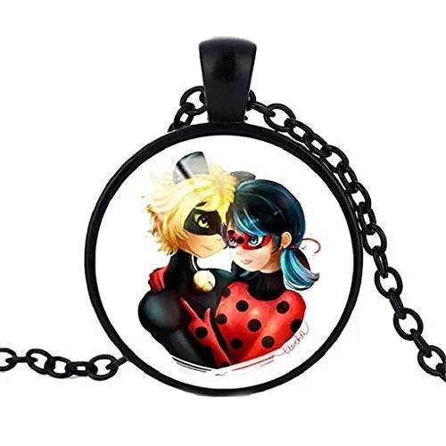 EVRYLON Collana per Ragazza o Bambina con Pendente Foto Chat Noir e Ladybug…