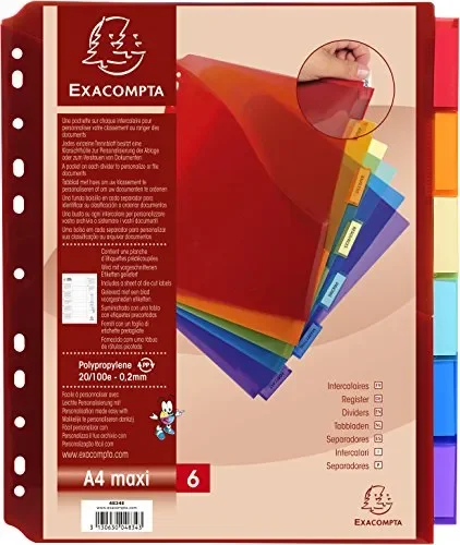 Exacompta 4834E Divisori e Segnaletica, 30×23.5 cm, Multicolore