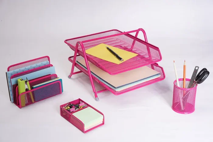 Exerz Premium Mesh Ufficio Set di 4 PZ – Ripiano Portalettere, Rosa In saldo - immagine 3