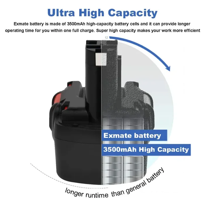 Exmate Ni-MH 12V 3,5Ah Sostituire Bosch Batteria Trapano per BAT043… - immagine 3