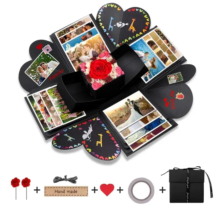 Explosion Box, opamoo Scrapbook Creative DIY Photo Album con 16 PCS di Nero Vendita online