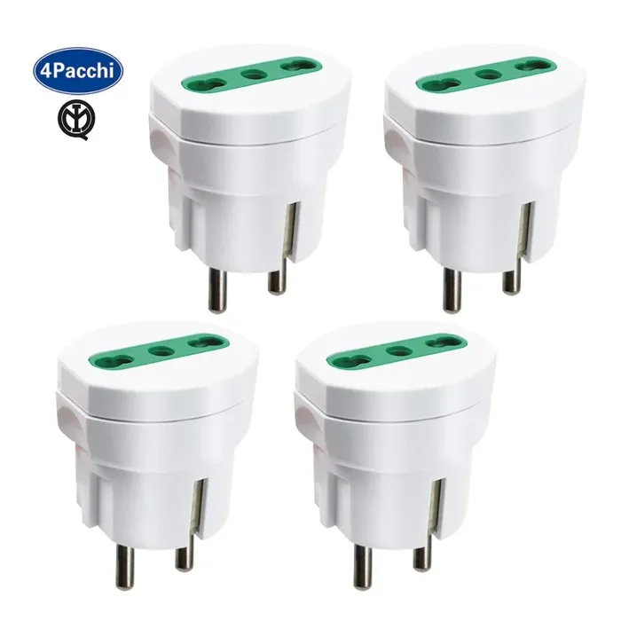 EXTRASTAR Confezione da 4 Adattatori presa italiana (10/16A) spina 1 Prese