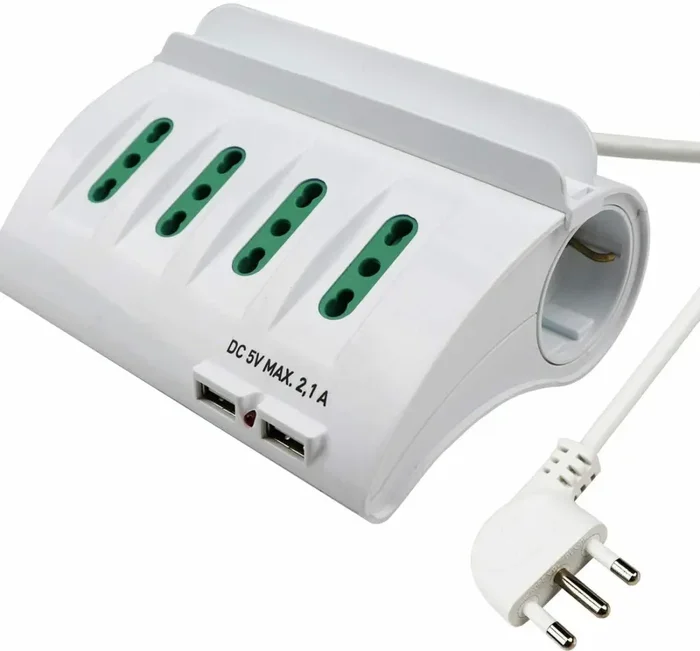 Extrastar Multipresa da Scrivania/Tavolo con 2 Presa 6 Prese -2 USB, Bianco