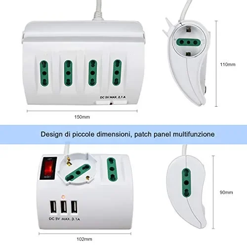 Extrastar Multipresa da Scrivania/Tavolo con Presa 3 Prese -3 USB - immagine 3