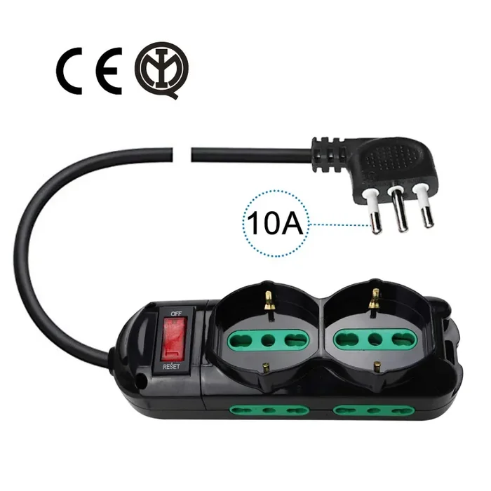 EXTRASTAR Presa con interruttore automatico di protezione 10 6 Posti, Nero