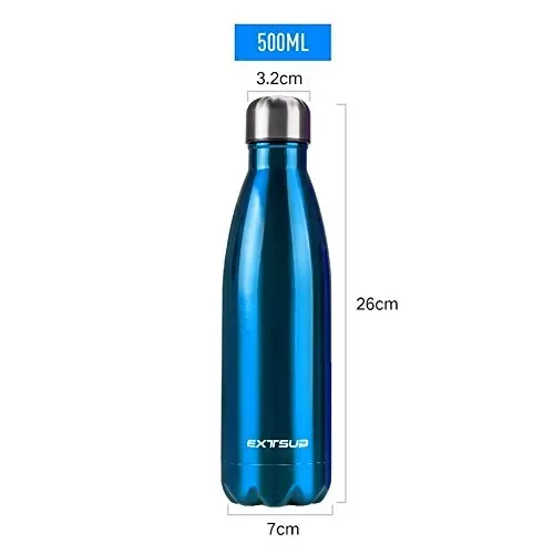 EXTSUD 500ml Bottiglia Termica Acciaio Inox Termos Bottiglietta per Blu In saldo - immagine 3