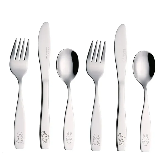 EXZACT Posate per bambini 6 pezzi in acciaio Cane Gatto Coniglio X 6 Vendita online