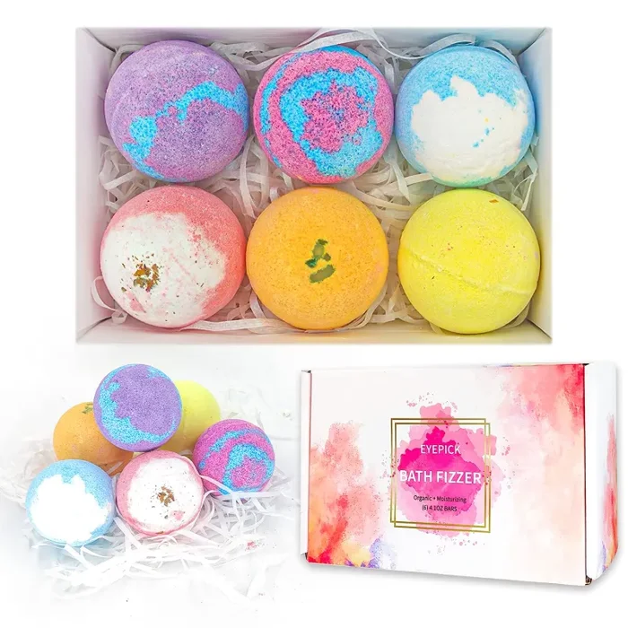 EYEPICK Bombe da Bagno, 6PCS Sali da Bagno Rilassanti Effervescenti Fatto a Mano con Oli Essenziali Naturali, Pulito e Idratante Bath Bomb per Bambini, Donna, Uomo e Mamma, Regalo Compleanno o Feste