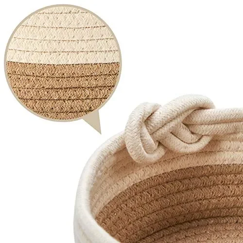 EZOWare Set di 3 Cesto Contenitore in Maglia Organizer, Marrone E Beige In saldo - immagine 3