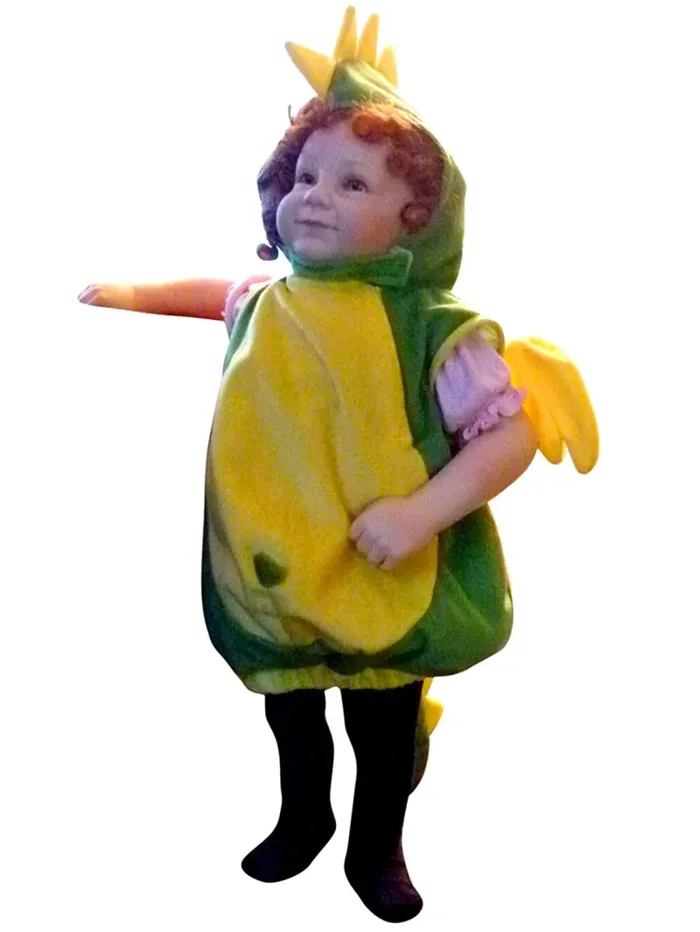 F82 Taglia 2-3A (92-98cm) Costume drago per neonati e 2-3 Anni, Verde - immagine 3