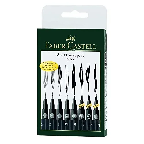 Faber-Castell 167137 Pennarello, 8 Pezzi 8-Pitt, Nero
