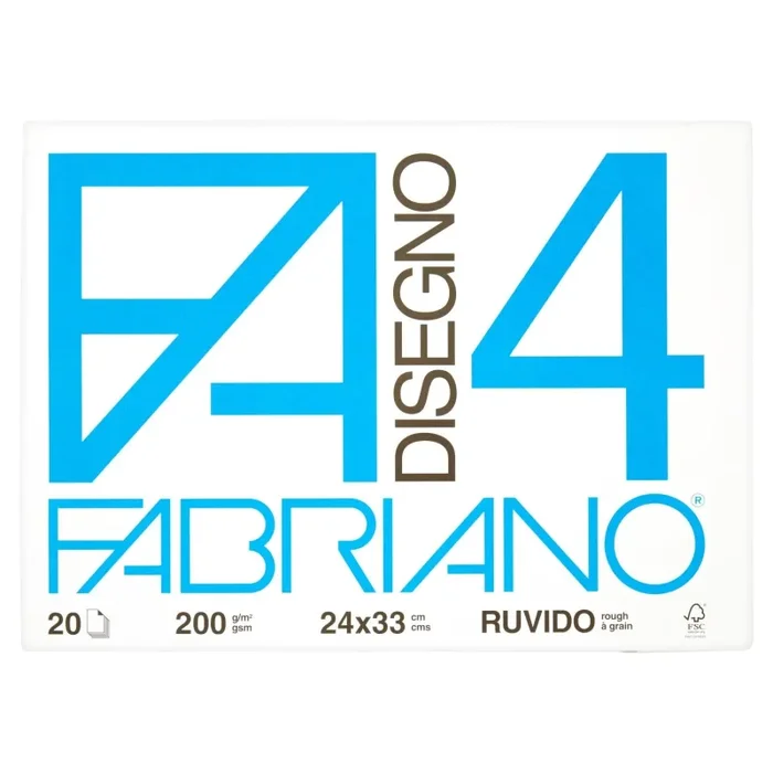 Fabriano F4 05000597, Album da Disegno, Formato 24 x 33 cm, Fogli Ruvidi, Grammatura 200gr/m2, 20 Fogli