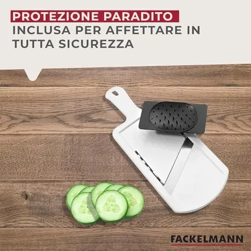 Fackelmann Mandolina Affetta Verdure una lama regolabile in acciaio Inox, dotato di paradito Permette di fare fette spesse da 1 a 6 mm Dimensioni 32x12x3,5 cm - immagine 3