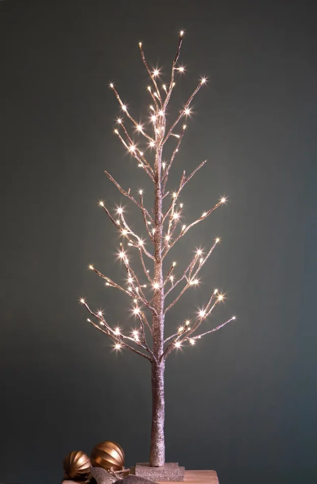 Faggio H180 cm con 270 Led e Movimento per interno Champagne