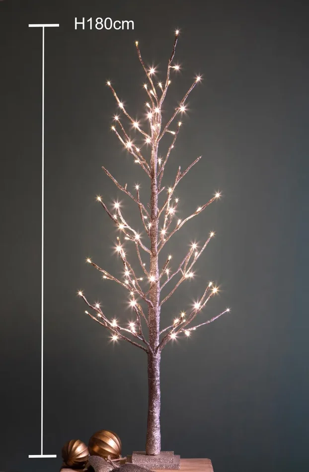 Faggio H180 cm con 270 Led e Movimento per interno Champagne - immagine 3