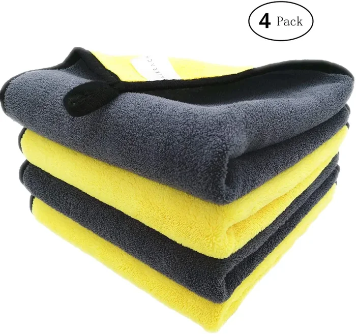 Faireach Panno Asciugatura Auto, Set da 4 pz,840GSM,Panni in Microfibra, Panno Pulizia Auto, Lucidare, Pulire, Rifinire e Antipolvere, Panni per la Cura dell’Auto, Auto Kit Lavaggio,40x40cm