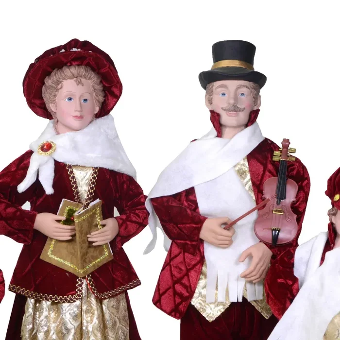 Famiglia Cantori in Plastica e Tessuto Bordeaux Set 4pz cm 34x22xh95 - immagine 2