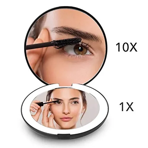 Fancii Specchio Ingranditore Tascabile Illuminato per Trucco, Normale e Nero In saldo - immagine 3