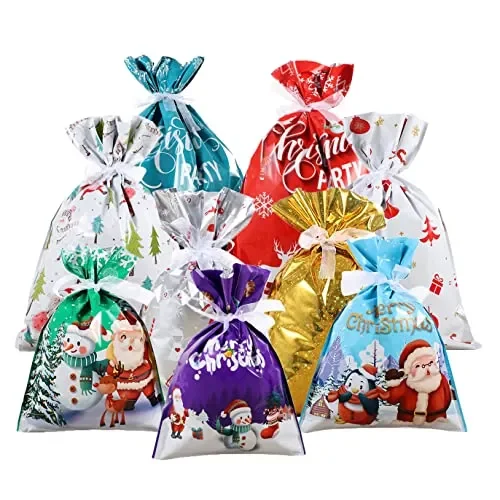 FANXIYA 45 pezzi Sacchetti Regalo Natalizi Sacchetti Caramelle Confezioni Regalo in 3 Diverse Dimensioni e 6 Disegni di Regalo Dolci giocattolo per Festa di Natale, Festival