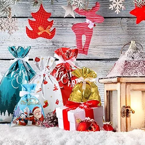 FANXIYA 45 pezzi Sacchetti Regalo Natalizi Sacchetti Caramelle Confezioni Regalo in 3 Diverse Dimensioni e 6 Disegni di Regalo Dolci giocattolo per Festa di Natale, Festival - immagine 3