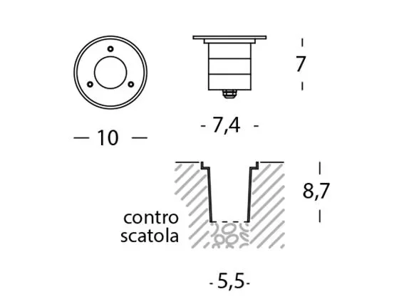 Faretto Segnapassi Calpestabile da Esterno a LED 3W Ø10 Sovil Texas Acciaio Vendita calda - immagine 3