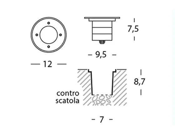 Faretto Segnapassi Calpestabile da Esterno a LED 5W Ø12 Sovil Texas Acciaio - immagine 3
