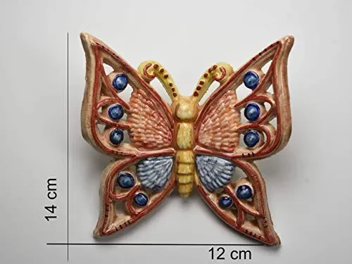 Farfalla media in ceramica traforata rossa e blu - immagine 2