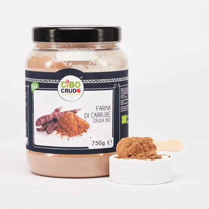 Farina di Carrube Bio e Cruda – 500g. Farina di Semi di Carrube Alimentare Senza Glutine Per Gelati. Farina di Polpa di Carruba in Polvere. Raw Organic Carob Powder.