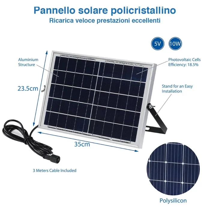 Faro LED 60W con Pannello Solare Luce Esterno Alta Luminosita 600lm + Telecomand - immagine 3