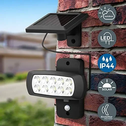 Faro LED solare esterno con sensore di movimento e crepuscolare, luce fredda… Moda