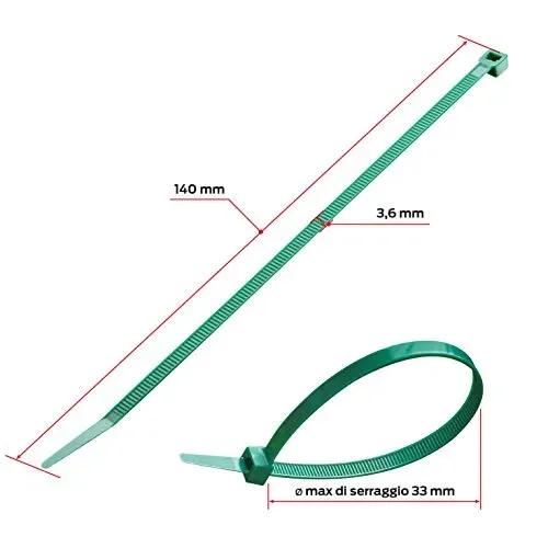 Fascette di cablaggio verdi Valex Dimensioni 140mm x3,6mm - immagine 3