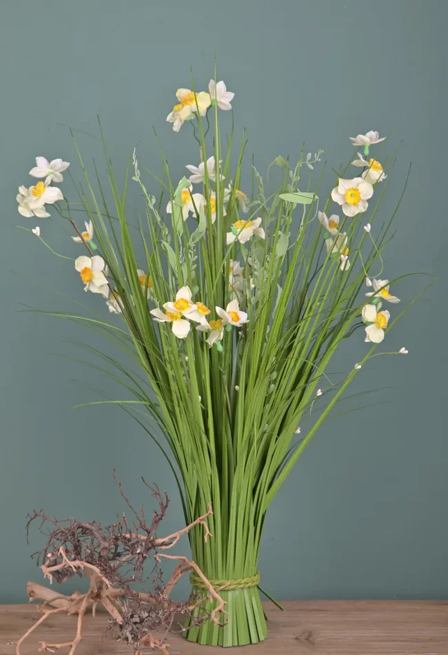 Fascio Artificiale con Narcisi Altezza 70 cm Arancio - immagine 3