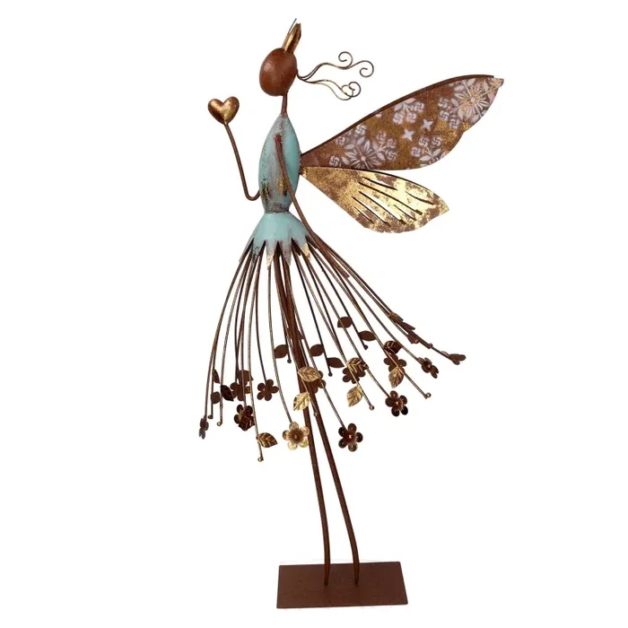 Fatina metallo con cuore oro cm 37,5×16,5xh77