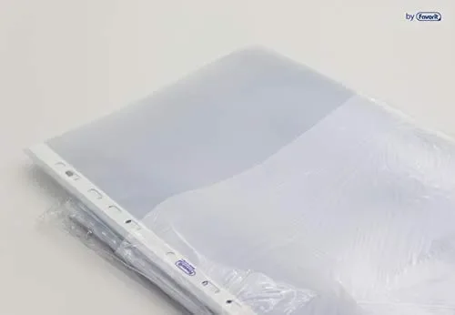Favorit Buste Trasparenti A4, 100 Pezzi, Finitura Buccia d’Arancia con spessore molto leggero Formato Interno 22 x 30 cm - immagine 2