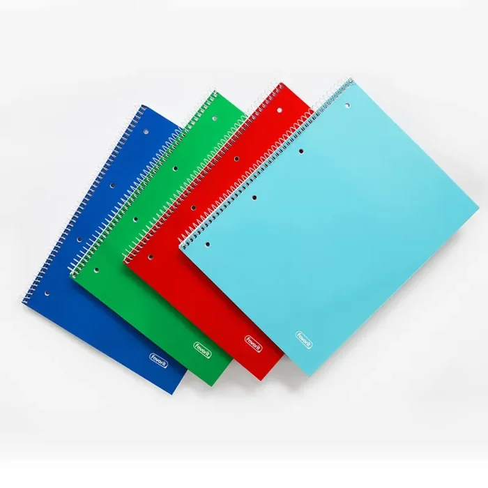 Favorit cf.5 Quaderni Spiralati A4, Rigatura Quadretti 4mm, Carta 80g/Mq, 1 rosso, 1 blu, 1 verde, 1 turchese + 1 colore a rotazione