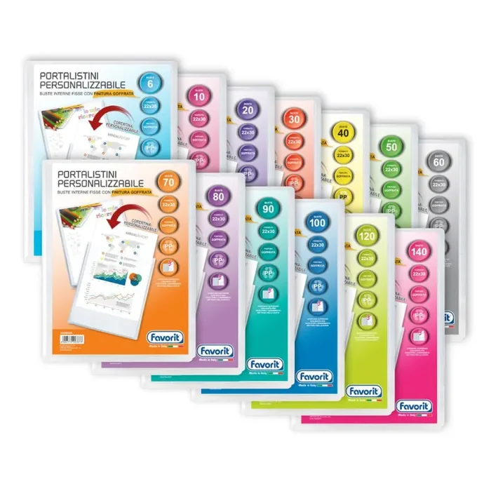Favorit, Portalistino Personalizzabile, 50 Buste, 22 x 30 cm, Trasparente - immagine 3