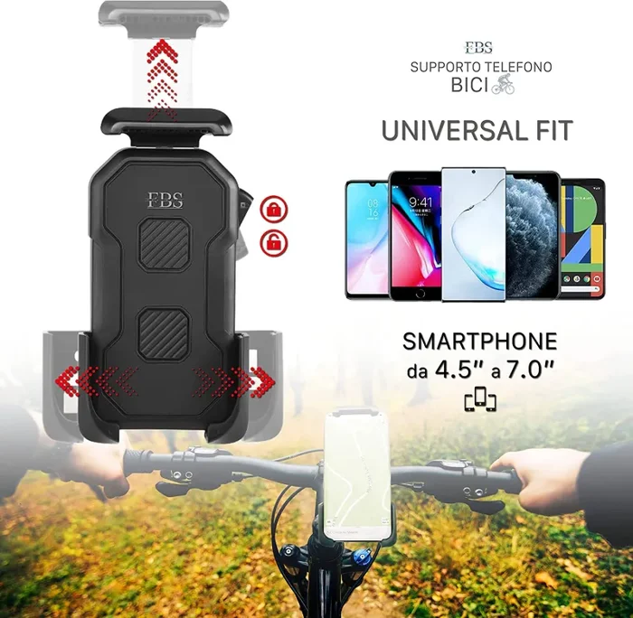 FBS Porta Cellulare Bici e Moto con Supporto Antiurto e Antiscivolo, Porta Telefono Bici con Antivibrazione, Compatibilità Universale con Tutti Gli Smartphone da 4.5″ a 7.0″ - immagine 3