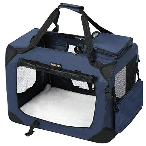 FEANDREA Gabbia Pieghevole Portatile Borsa per Cane 70 x 52 x 52 cm, blu