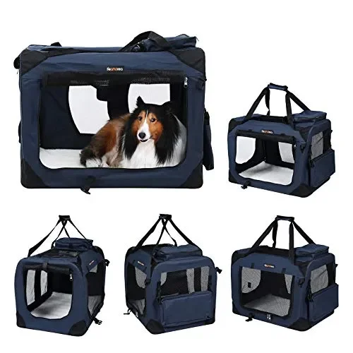 FEANDREA Gabbia Pieghevole Portatile Borsa per Cane 70 x 52 x 52 cm, blu - immagine 2