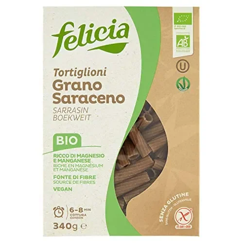 Felicia Tortiglioni Pasta di Grano Saraceno – 340 gr, Senza glutine