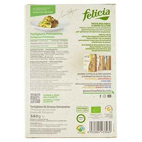 Felicia Tortiglioni Pasta di Grano Saraceno – 340 gr, Senza glutine - immagine 3